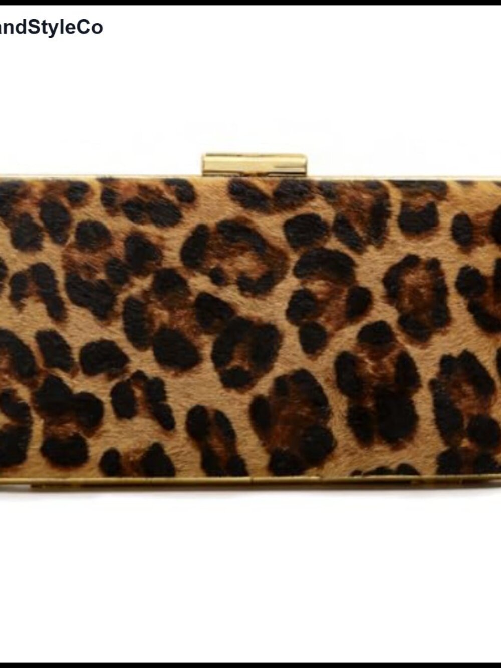 Faux Leather Leopard Clutch Evening Bag with Chain - Formal Wedding Purse
